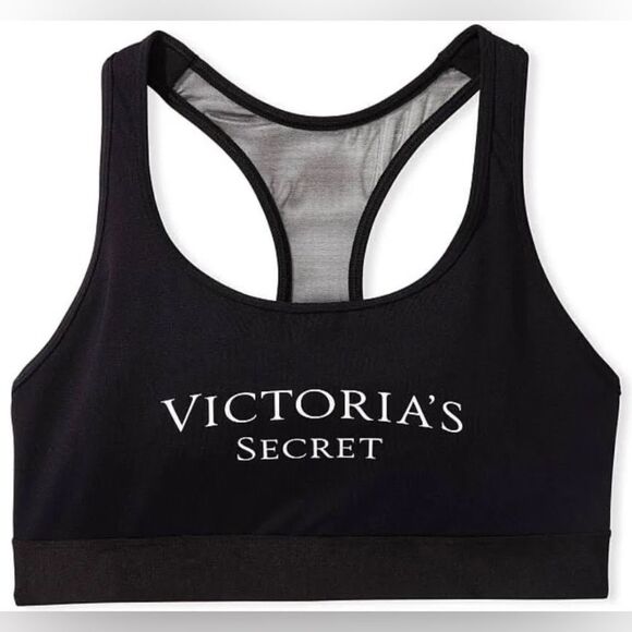 Victorias Secret The Player Unlined Racerback Sport Bra Medium Support Black XL - Picture 1 of 6